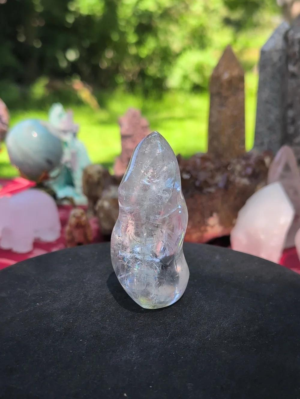 Clear Quartz Flame Tower Crystal Sculpture - Clear (String Bean)